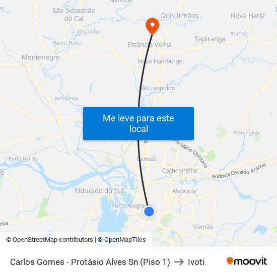 Carlos Gomes - Protásio Alves Sn (Piso 1) to Ivoti map