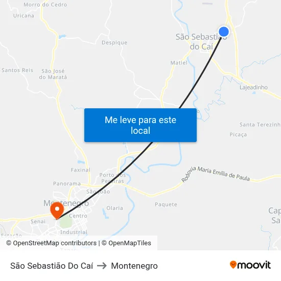 São Sebastião Do Caí to Montenegro map
