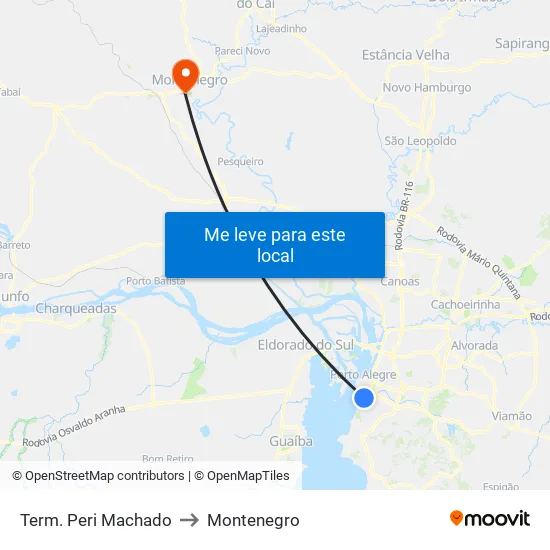 Term. Peri Machado to Montenegro map