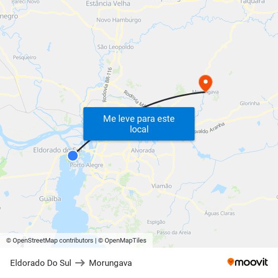 Eldorado Do Sul to Morungava map