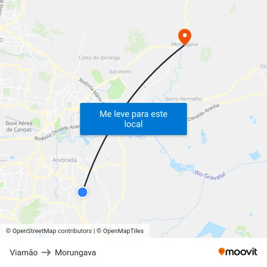 Viamão to Morungava map