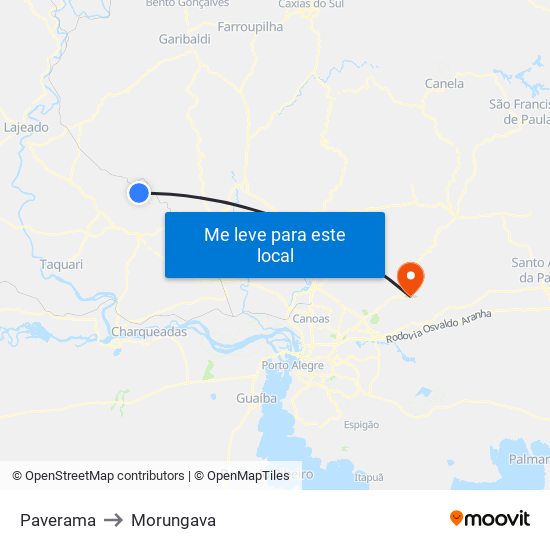 Paverama to Morungava map