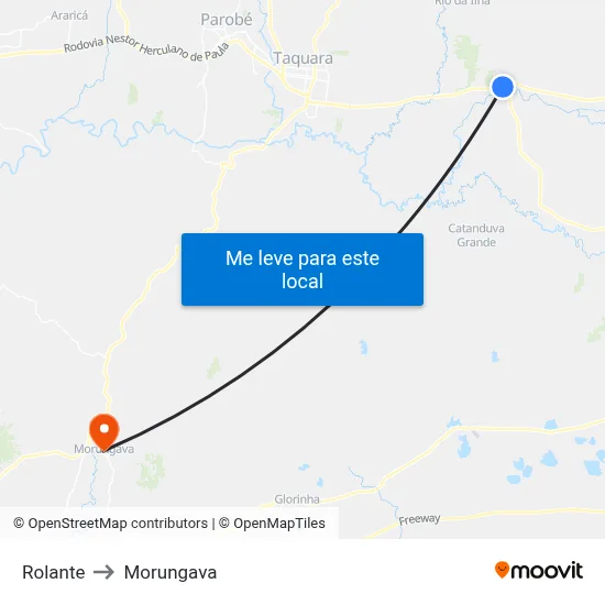Rolante to Morungava map