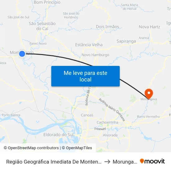 Região Geográfica Imediata De Montenegro to Morungava map