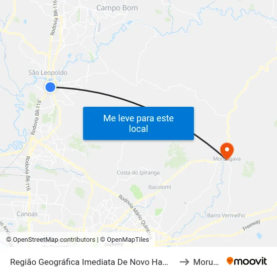 Região Geográfica Imediata De Novo Hamburgo - São Leopoldo to Morungava map
