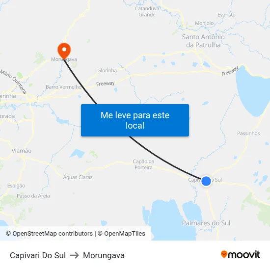 Capivari Do Sul to Morungava map