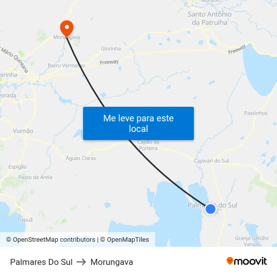 Palmares Do Sul to Morungava map