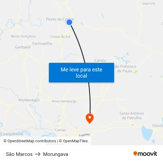 São Marcos to Morungava map