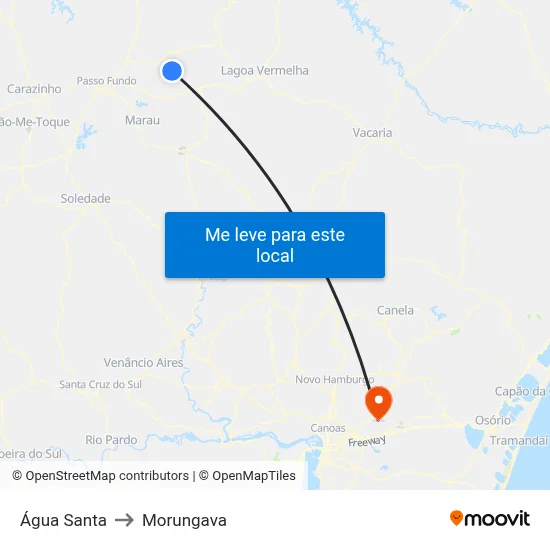 Água Santa to Morungava map