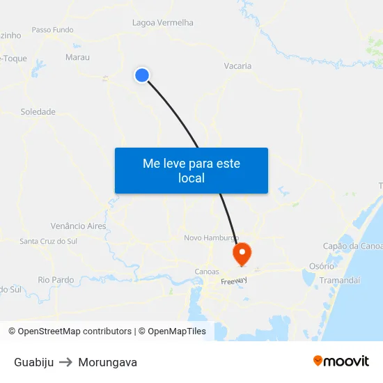 Guabiju to Morungava map