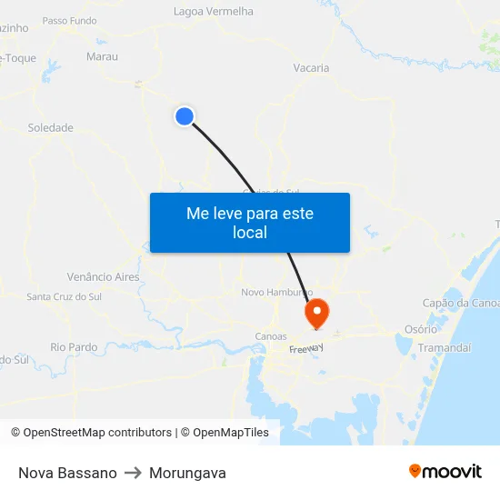 Nova Bassano to Morungava map