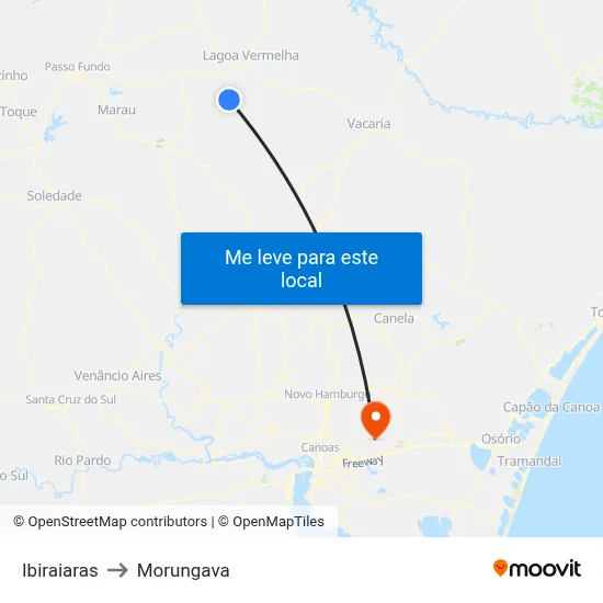 Ibiraiaras to Morungava map