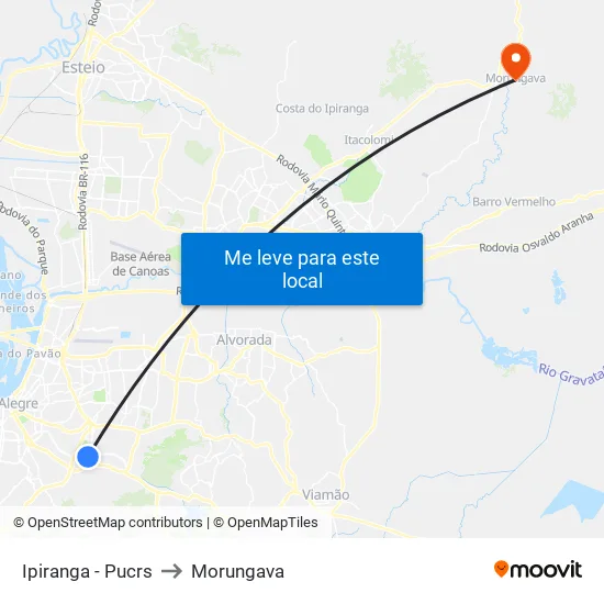 Ipiranga - Pucrs to Morungava map