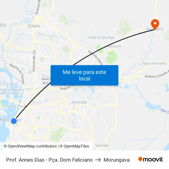 Prof. Annes Dias - Pça. Dom Feliciano to Morungava map