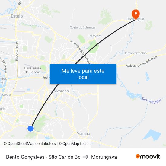 Bento Gonçalves - São Carlos Bc to Morungava map