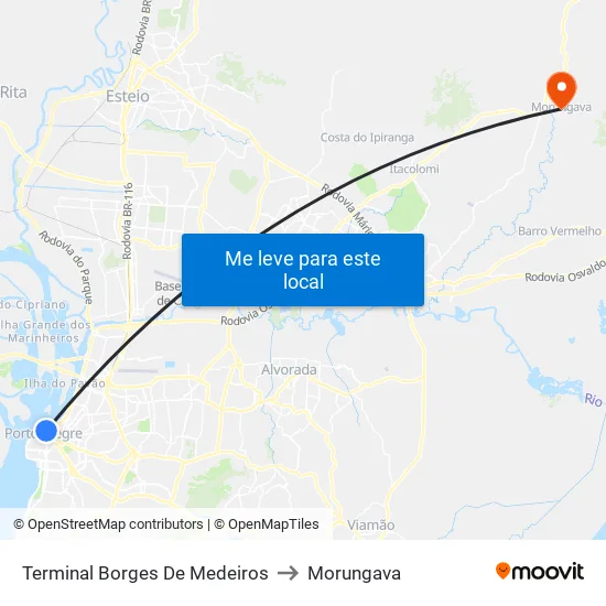 Terminal Borges De Medeiros to Morungava map
