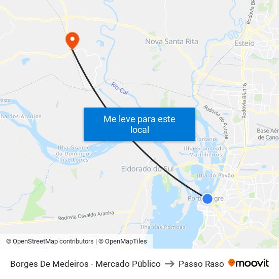 Borges De Medeiros - Mercado Público to Passo Raso map