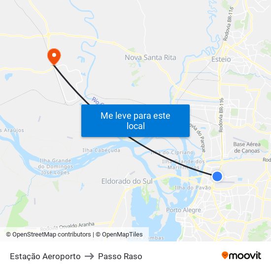 Estação Aeroporto to Passo Raso map