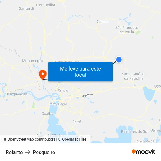 Rolante to Pesqueiro map