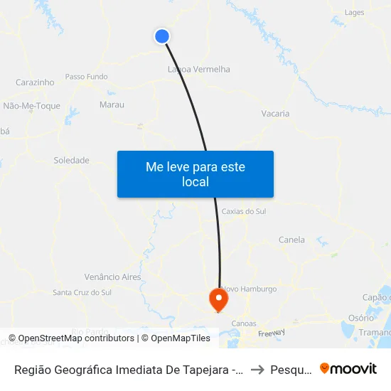 Região Geográfica Imediata De Tapejara - Sananduva to Pesqueiro map