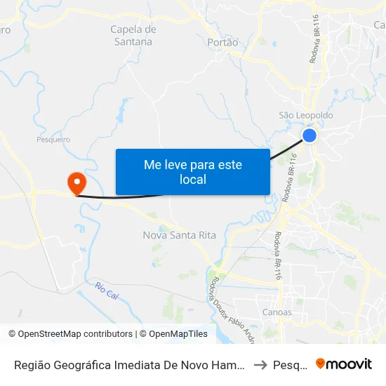 Região Geográfica Imediata De Novo Hamburgo - São Leopoldo to Pesqueiro map