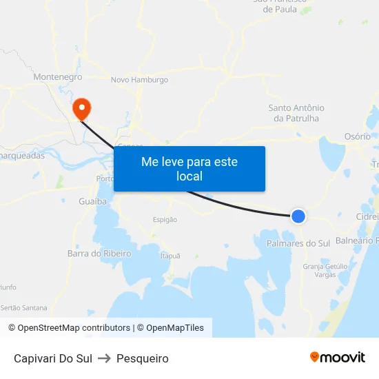 Capivari Do Sul to Pesqueiro map