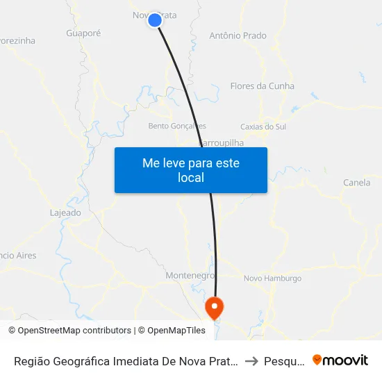 Região Geográfica Imediata De Nova Prata - Guaporé to Pesqueiro map