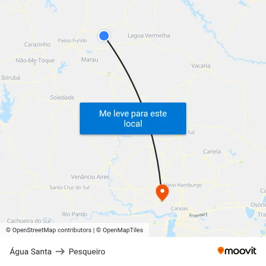 Água Santa to Pesqueiro map