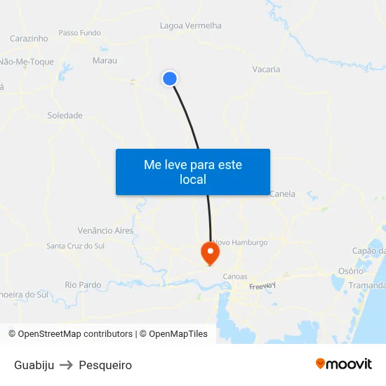 Guabiju to Pesqueiro map