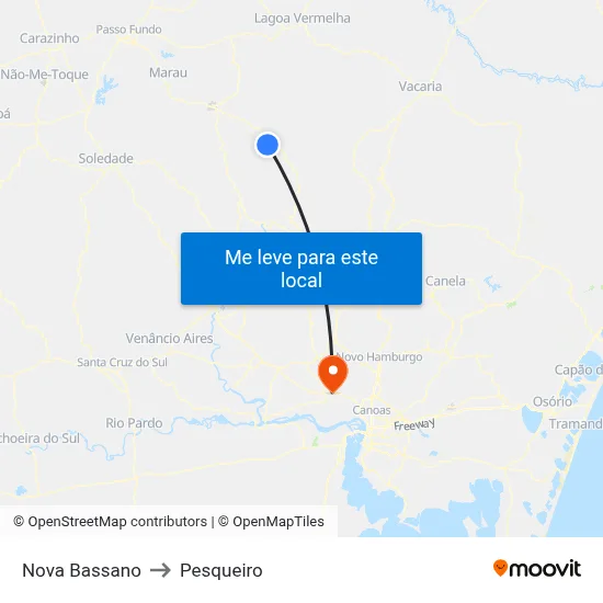 Nova Bassano to Pesqueiro map