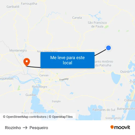 Riozinho to Pesqueiro map
