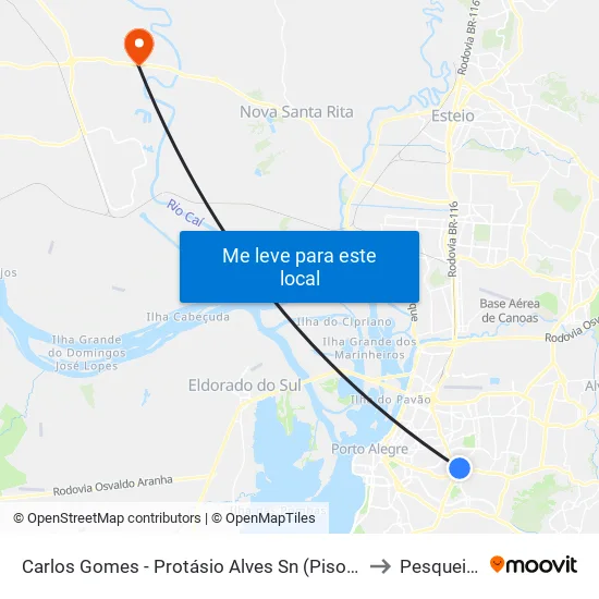 Carlos Gomes - Protásio Alves Sn (Piso 1) to Pesqueiro map