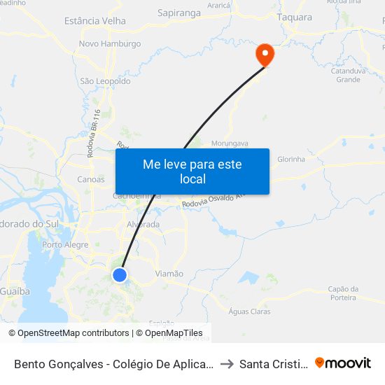 Bento Gonçalves - Colégio De Aplicação to Santa Cristina map