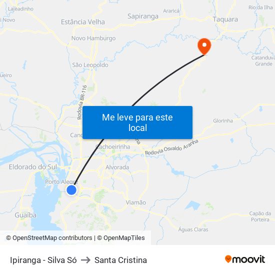 Ipiranga - Silva Só to Santa Cristina map