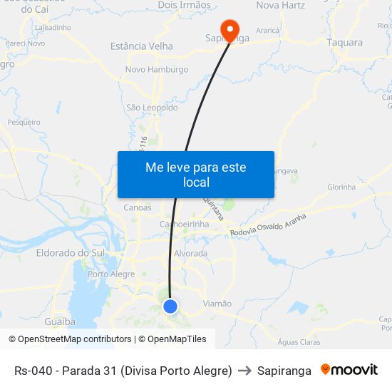 Rs-040 - Parada 31 (Divisa Porto Alegre) to Sapiranga map