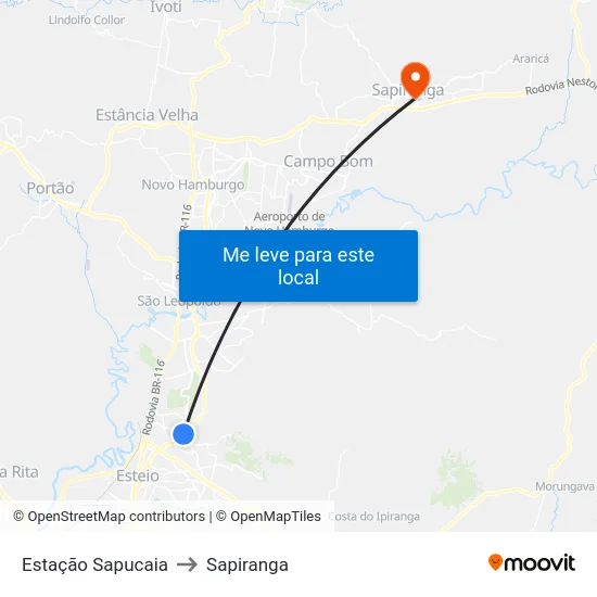 Estação Sapucaia to Sapiranga map