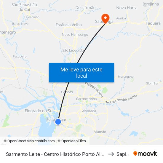 Sarmento Leite - Centro Histórico Porto Alegre - Rs 90050-200 Brasil to Sapiranga map