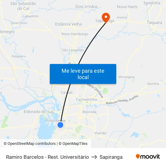 Ramiro Barcelos - Rest. Universitário to Sapiranga map