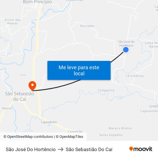 São José Do Hortêncio to São Sebastião Do Caí map