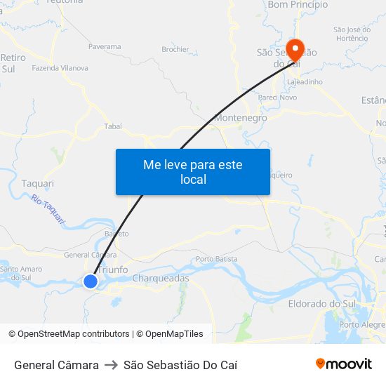 General Câmara to São Sebastião Do Caí map