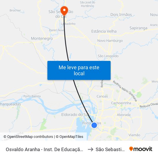 Osvaldo Aranha - Inst. De Educação (Fora Do Corredor) to São Sebastião Do Caí map