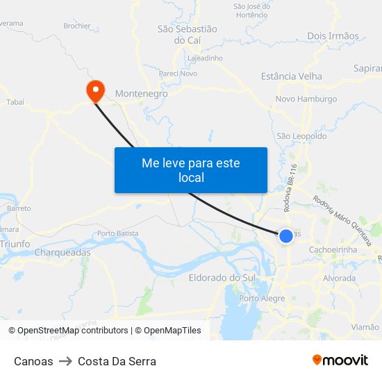 Canoas to Costa Da Serra map