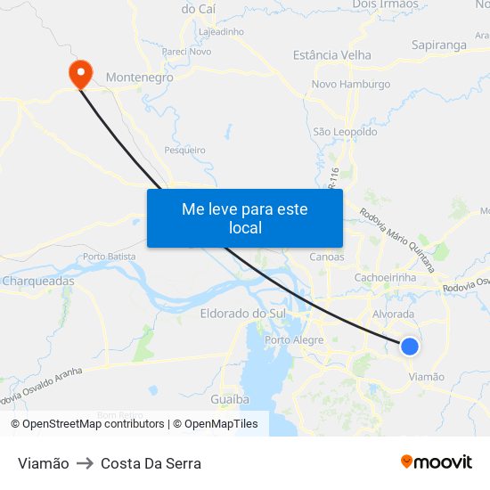 Viamão to Costa Da Serra map