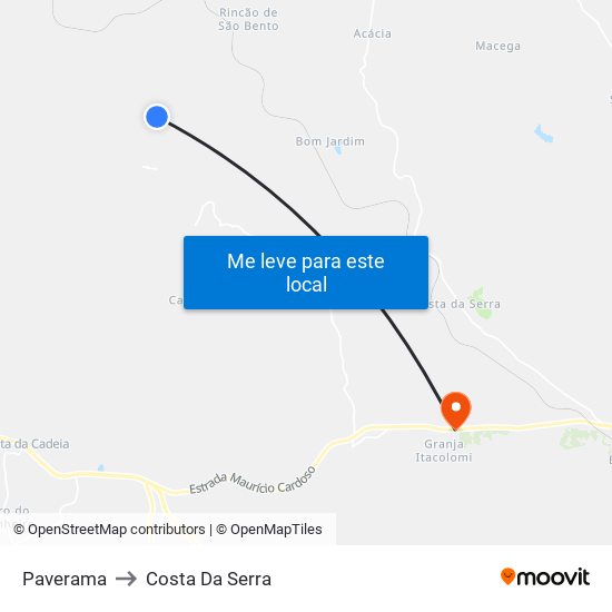 Paverama to Costa Da Serra map