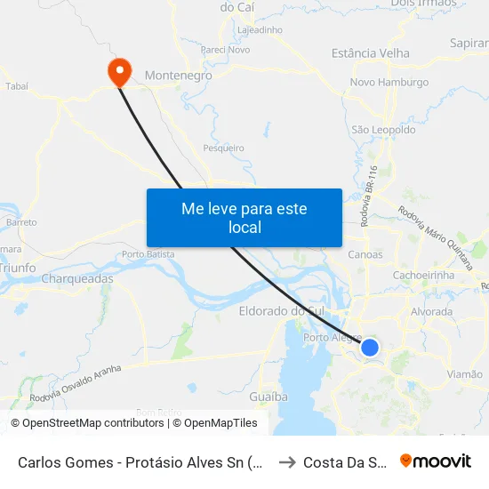 Carlos Gomes - Protásio Alves Sn (Piso 1) to Costa Da Serra map