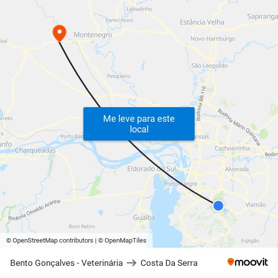 Bento Gonçalves - Veterinária to Costa Da Serra map