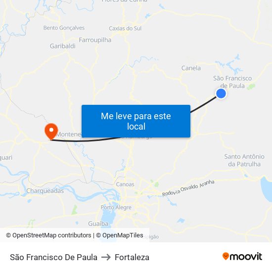 São Francisco De Paula to Fortaleza map