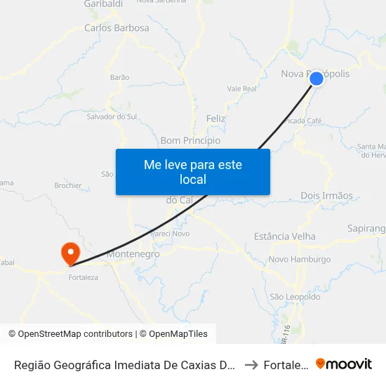 Região Geográfica Imediata De Caxias Do Sul to Fortaleza map