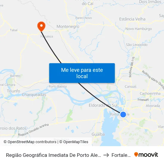 Região Geográfica Imediata De Porto Alegre to Fortaleza map