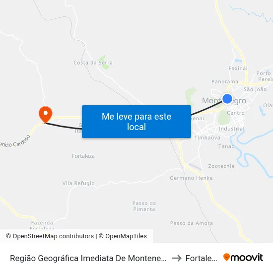 Região Geográfica Imediata De Montenegro to Fortaleza map